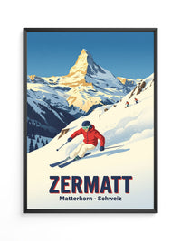 Matterhorn Skifahrer Retro