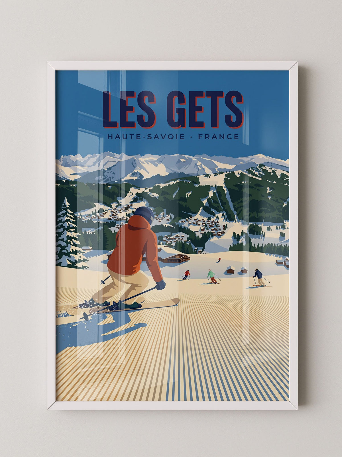 Skifahrer Berge Retro