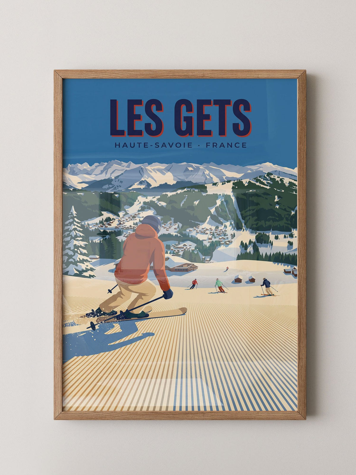 Skifahrer Berge Retro