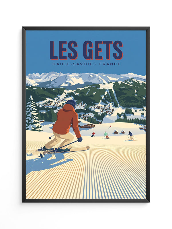Skifahrer Berge Retro