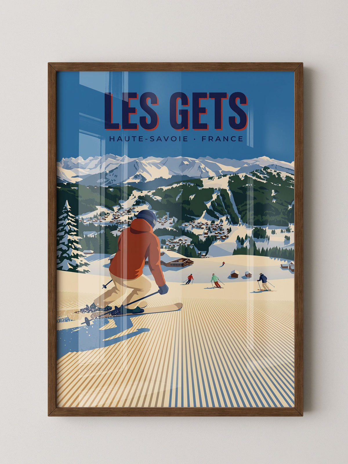 Skifahrer Berge Retro