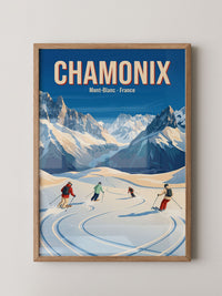 Skifahrer Alpen Retro