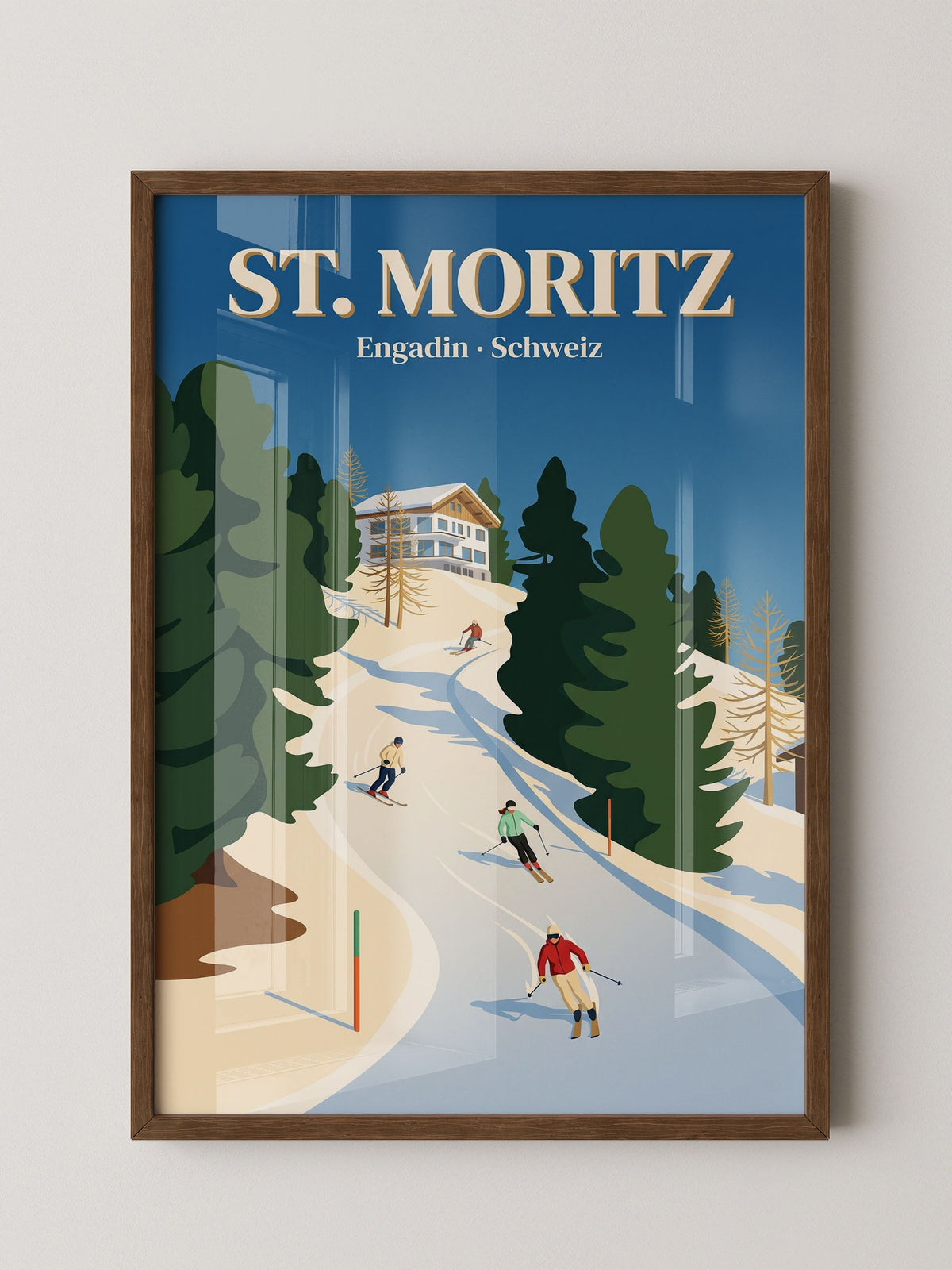 Skifahrer Berglandschaft Blau