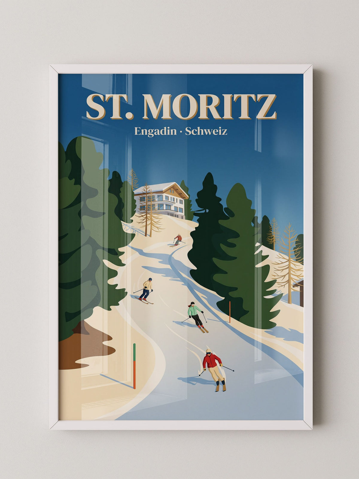 Skifahrer Berglandschaft Blau