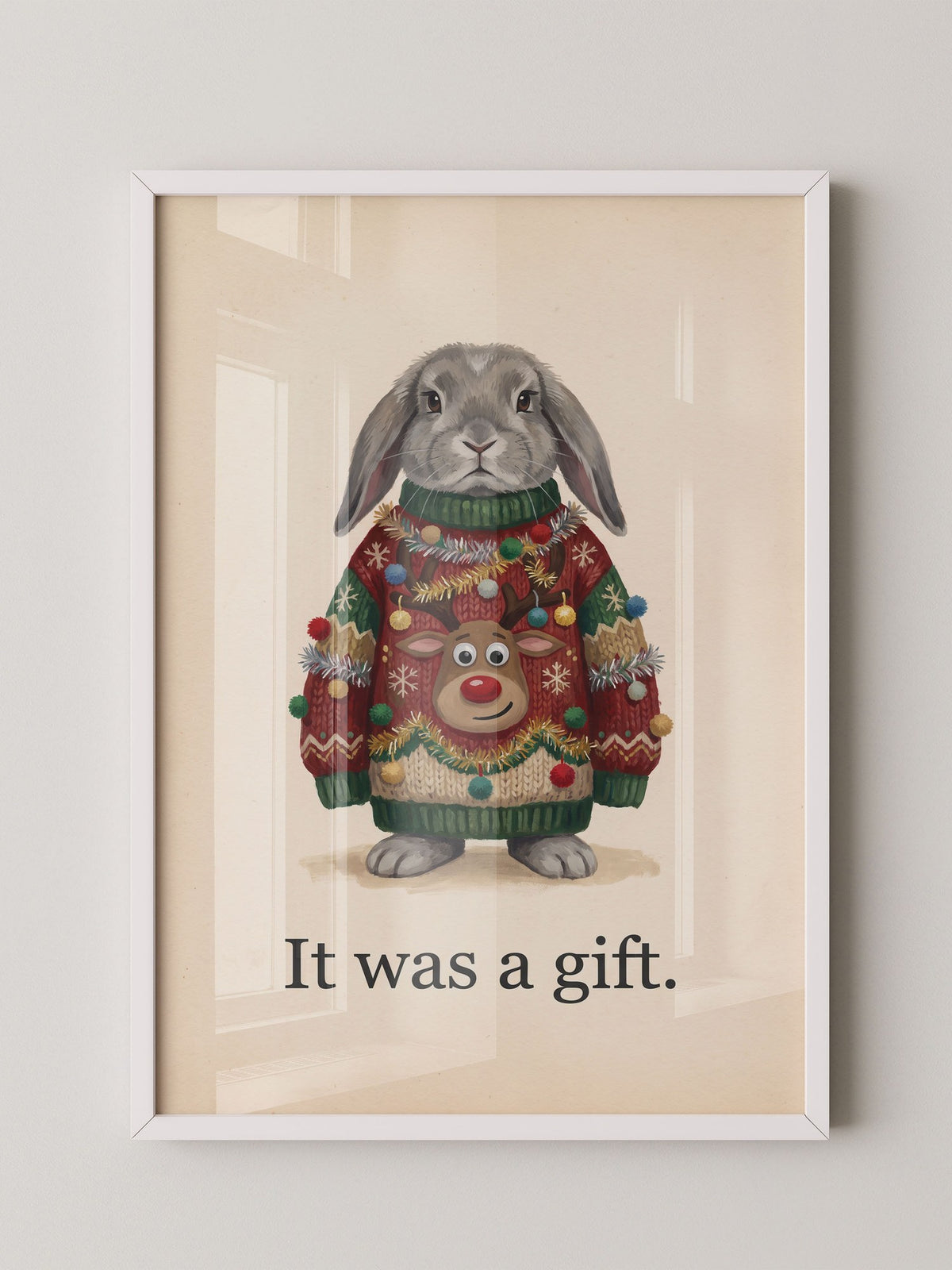 Hase Weihnachtspullover Cartoon