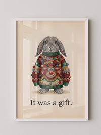 Hase Weihnachtspullover Cartoon