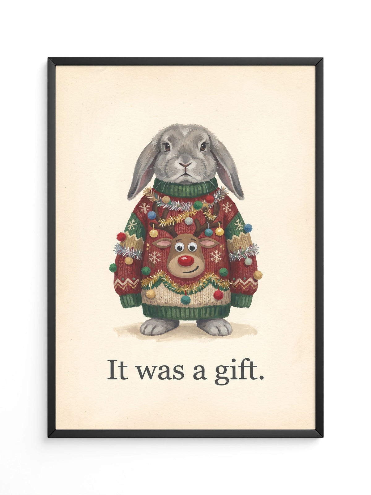 Hase Weihnachtspullover Cartoon
