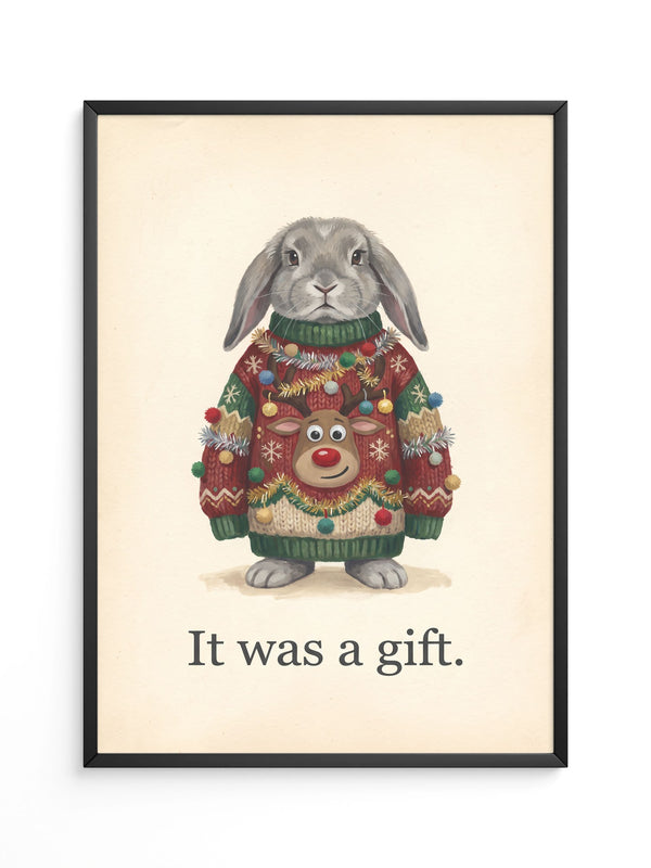 Hase Weihnachtspullover Cartoon