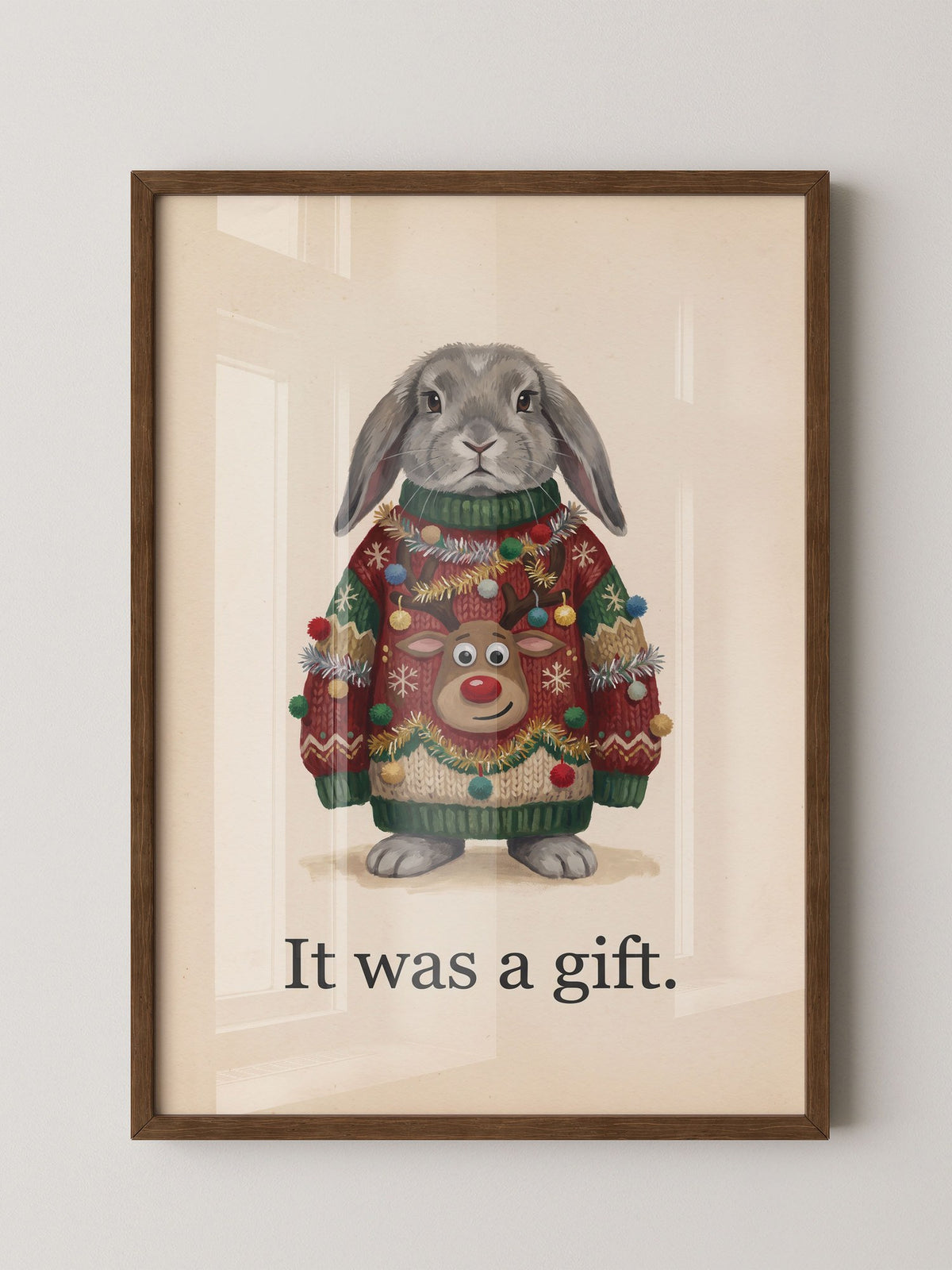 Hase Weihnachtspullover Cartoon