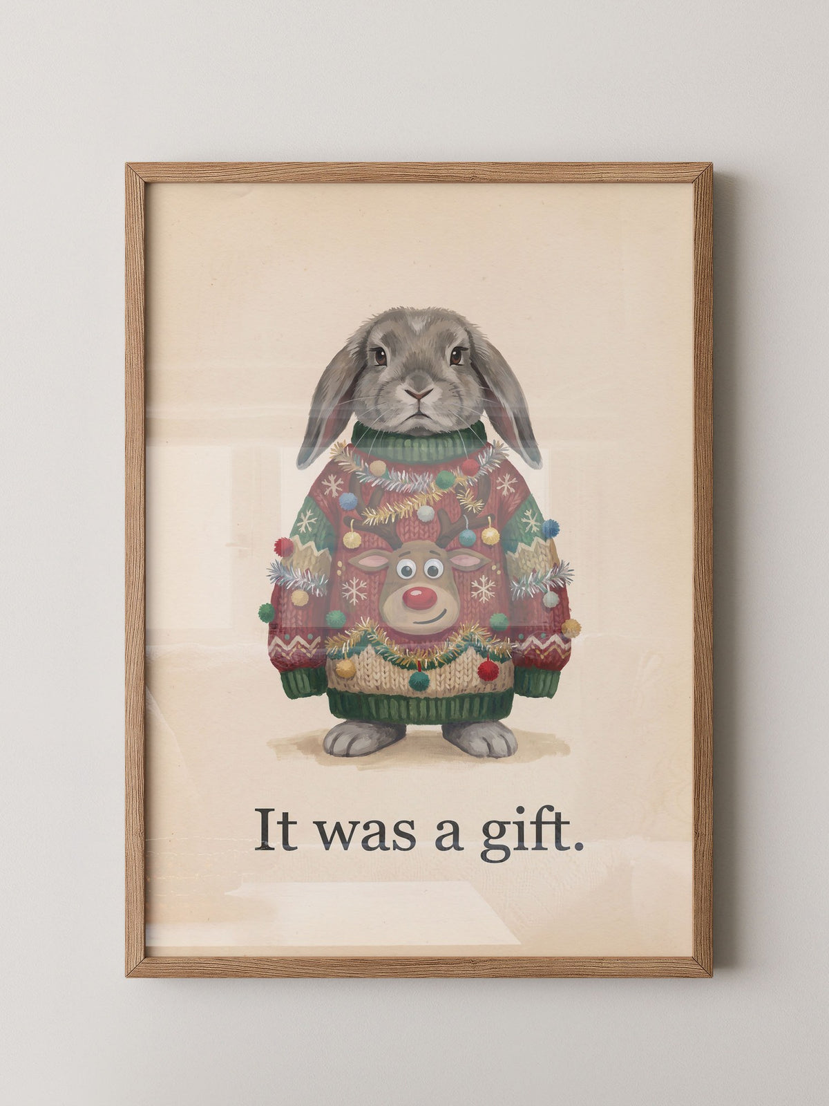 Hase Weihnachtspullover Cartoon