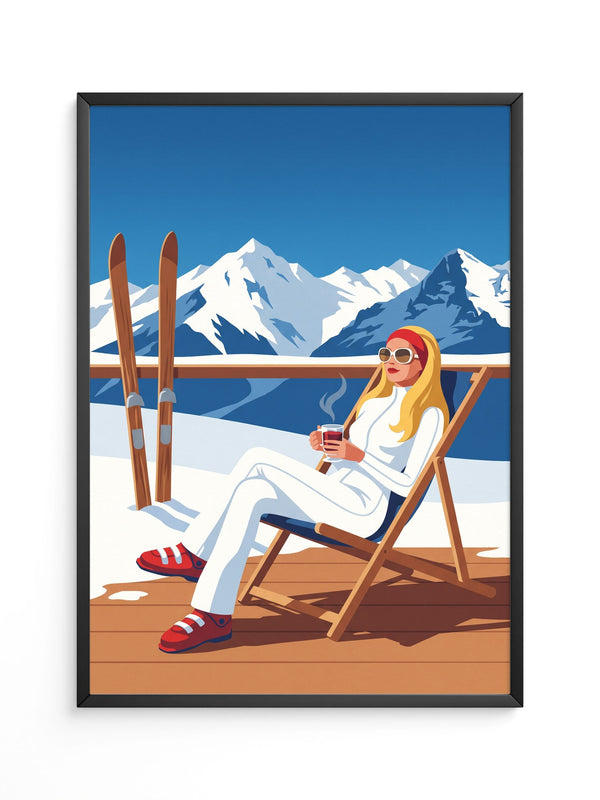 Skiurlaub Terrasse Retro