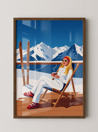 Skiurlaub Terrasse Retro
