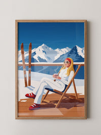 Skiurlaub Terrasse Retro