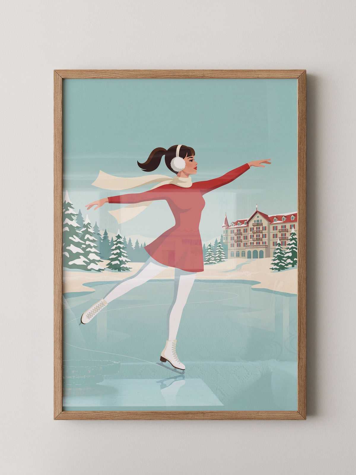 Eislauf Retro Illustration