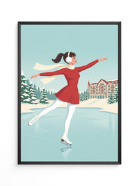 Eislauf Retro Illustration