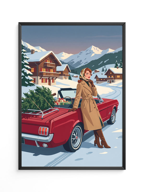Retro Auto Winterlandschaft