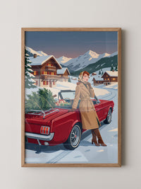 Retro Auto Winterlandschaft