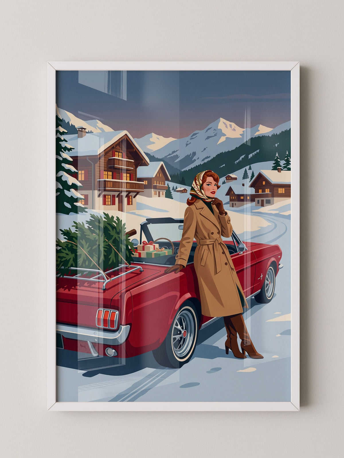 Retro Auto Winterlandschaft