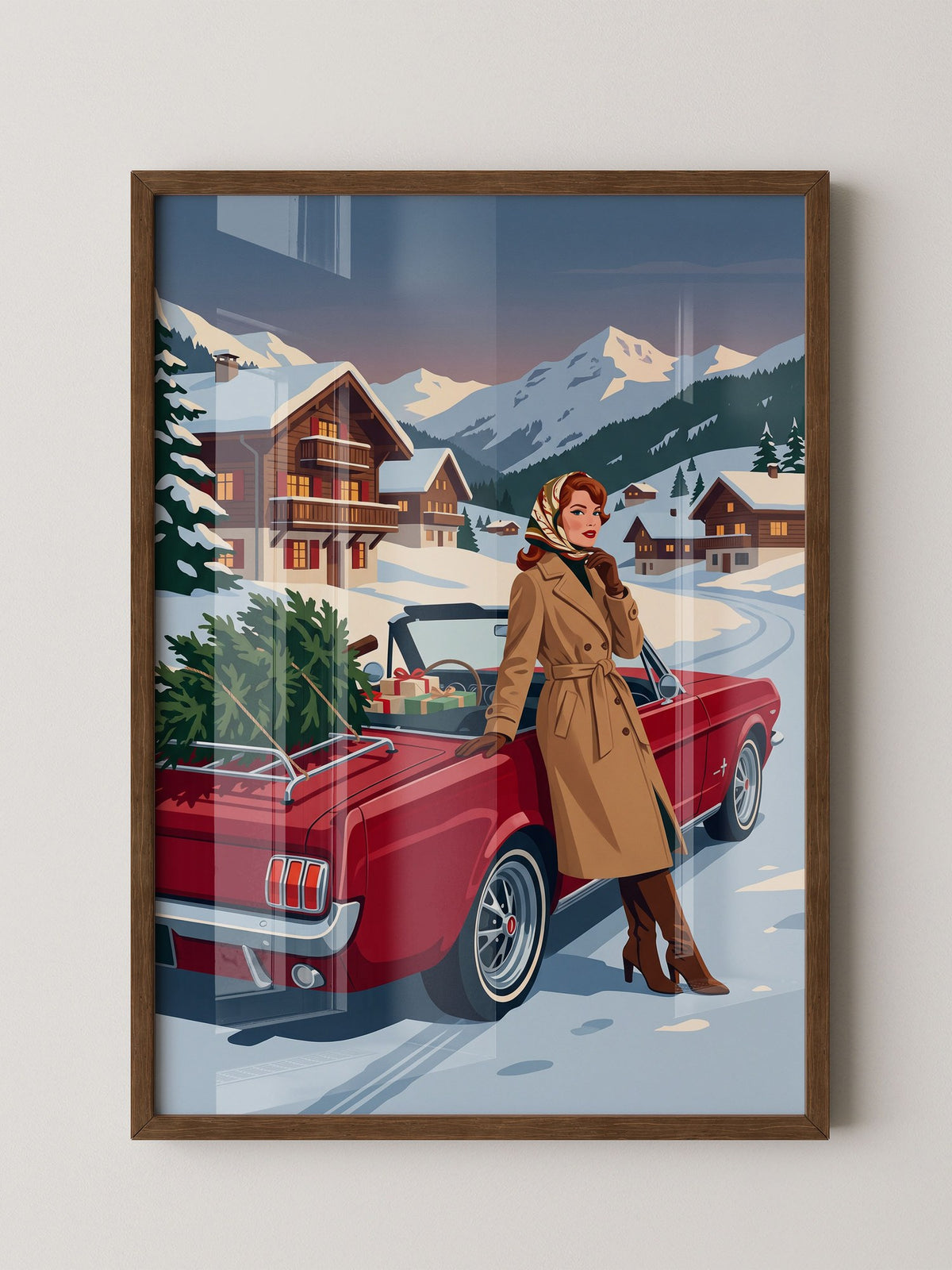 Retro Auto Winterlandschaft