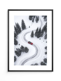 Auto S-Kurve Winterlandschaft