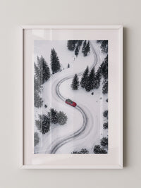Auto S-Kurve Winterlandschaft