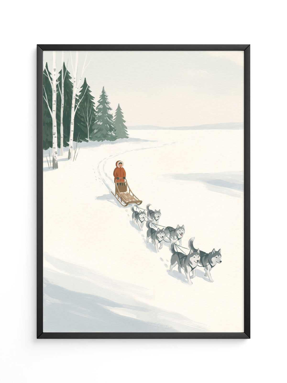 Huskyschlitten Winterlandschaft
