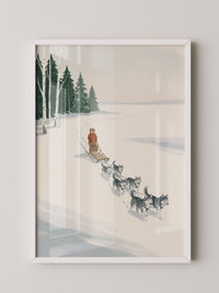 Huskyschlitten Winterlandschaft