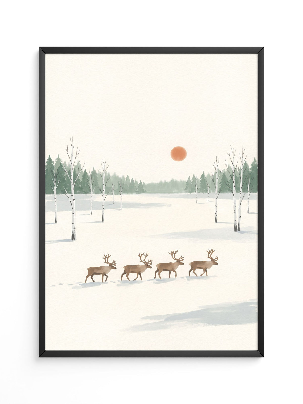 Rehe im verschneiten Wald