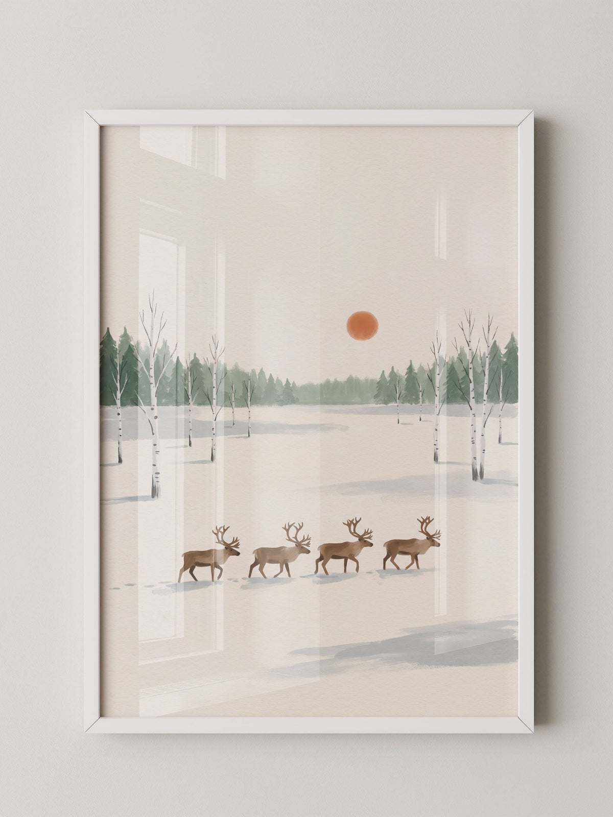 Rehe im verschneiten Wald