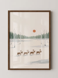 Rehe im verschneiten Wald