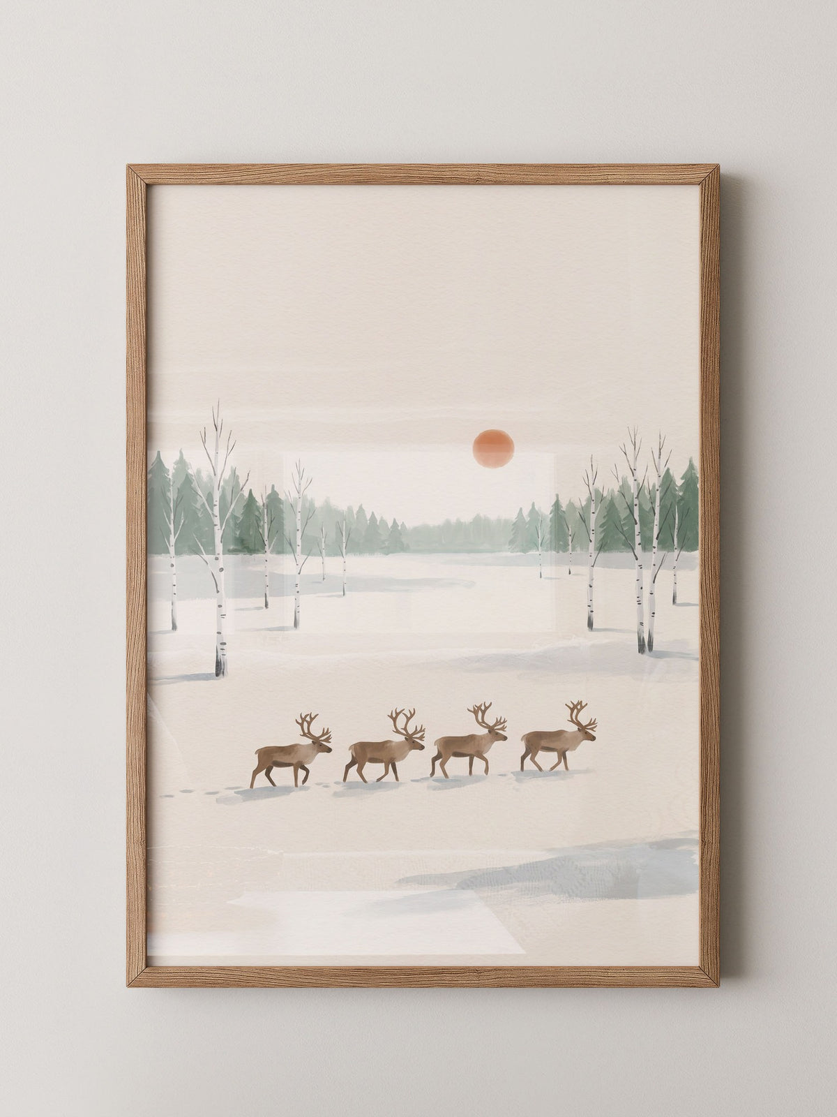Rehe im verschneiten Wald
