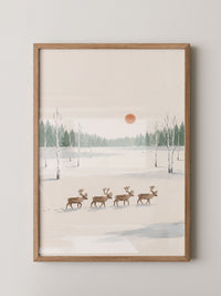 Rehe im verschneiten Wald