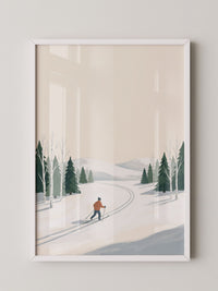 Skiläufer Winterwald Minimalistisch