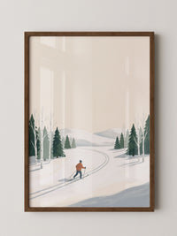 Skiläufer Winterwald Minimalistisch