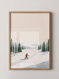 Skiläufer Winterwald Minimalistisch