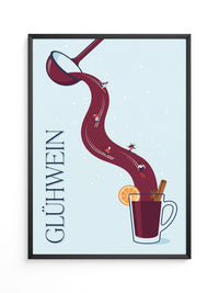 Glühwein Illustration Skifahrer