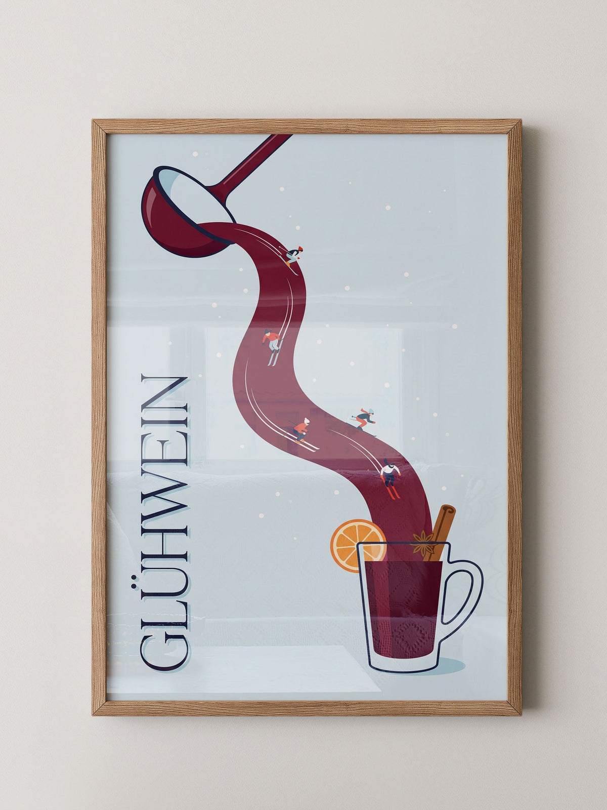 Glühwein Illustration Skifahrer