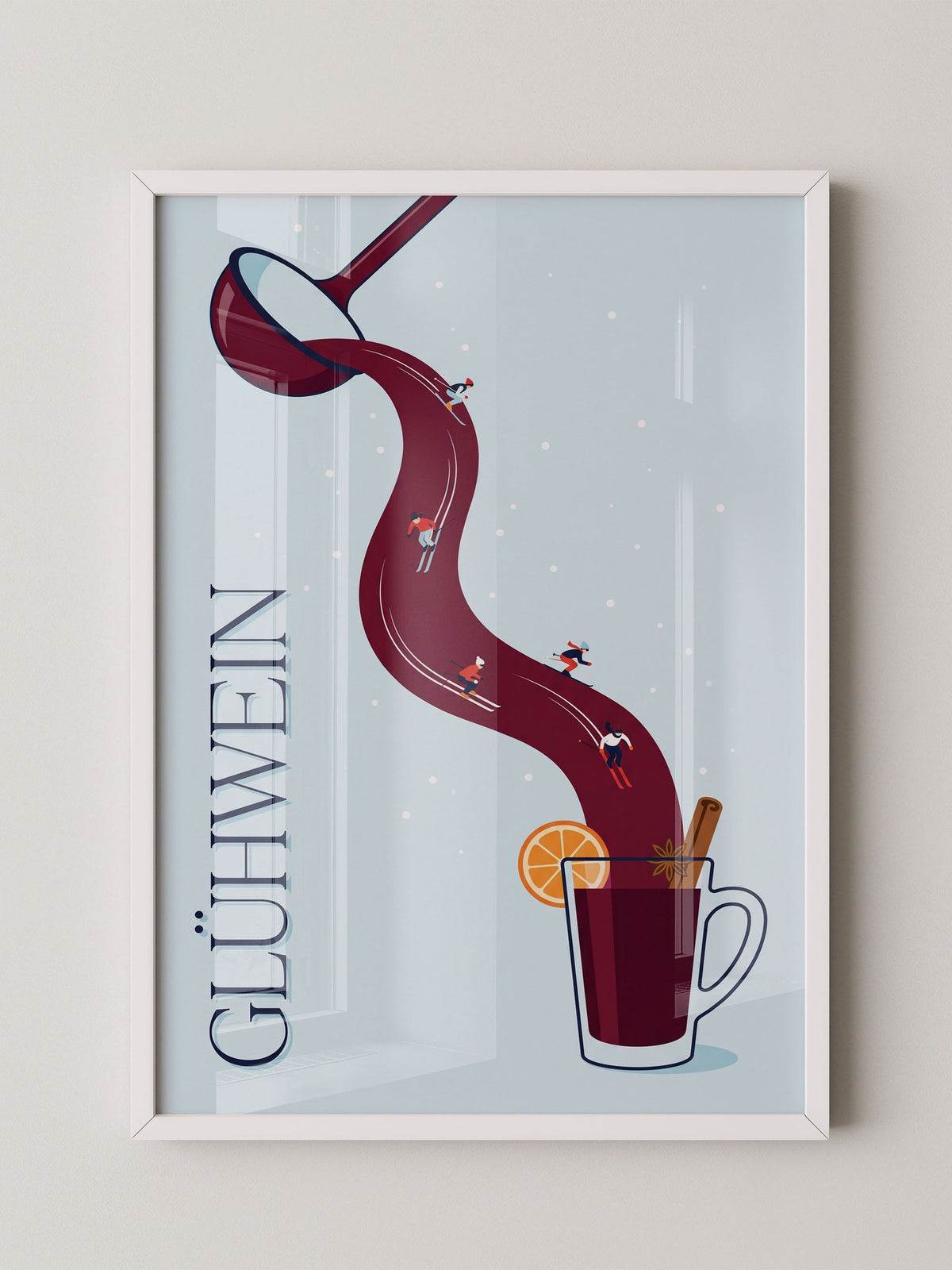 Glühwein Illustration Skifahrer
