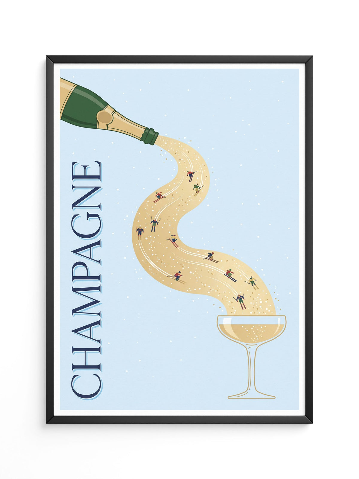 Champagner Ski Illustration