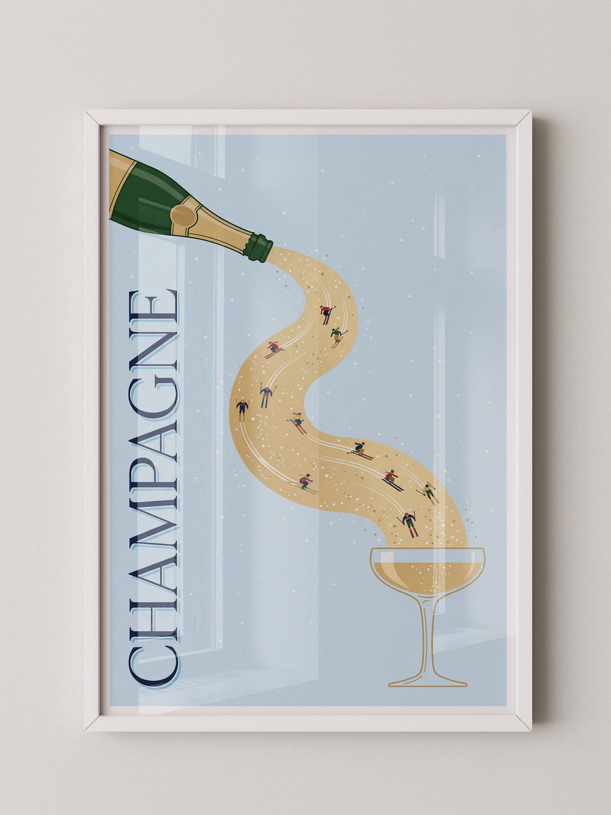 Champagner Ski Illustration
