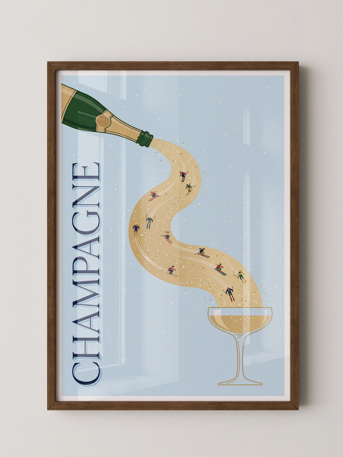 Champagner Ski Illustration