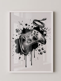 Gaming Controller Splash Schwarz-Weiß