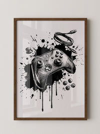 Gaming Controller Splash Schwarz-Weiß