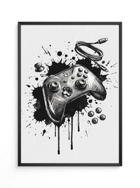 Gaming Controller Splash Schwarz-Weiß
