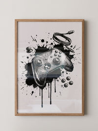 Gaming Controller Splash Schwarz-Weiß