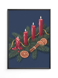 Rote Kerzen Tannenzweige Illustration