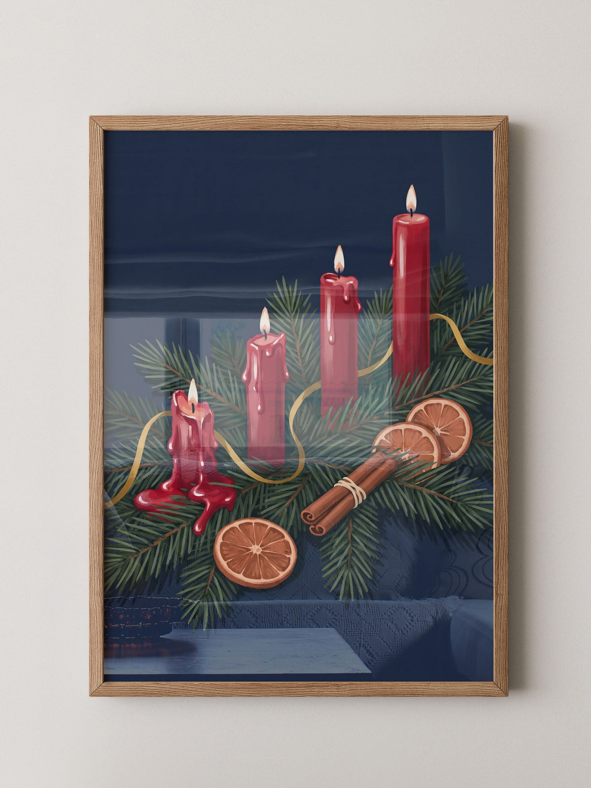 Rote Kerzen Tannenzweige Illustration