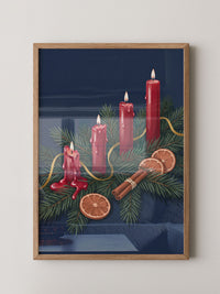 Rote Kerzen Tannenzweige Illustration