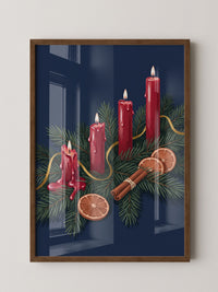 Rote Kerzen Tannenzweige Illustration