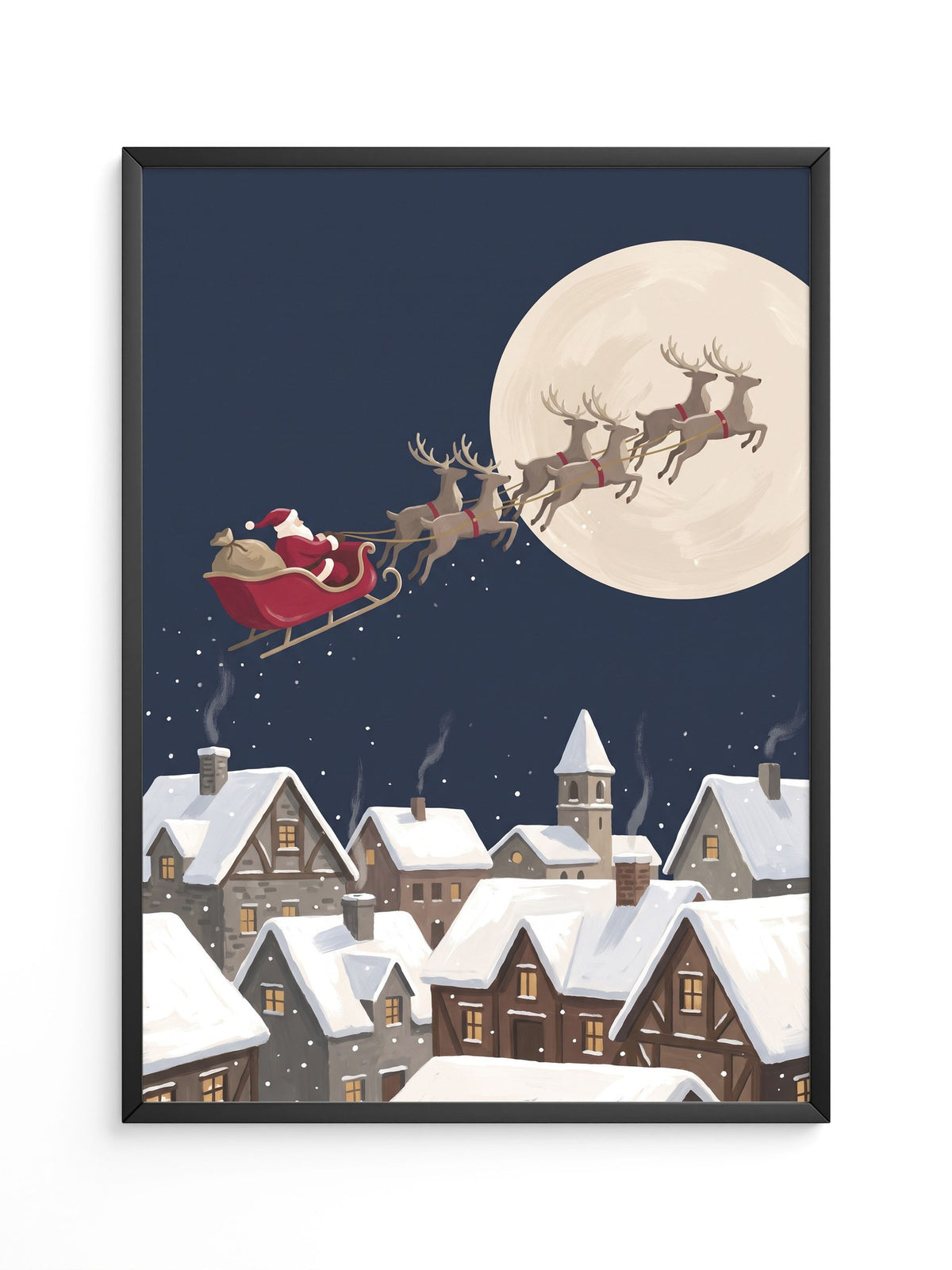 Weihnachtsmann Schlitten Mond